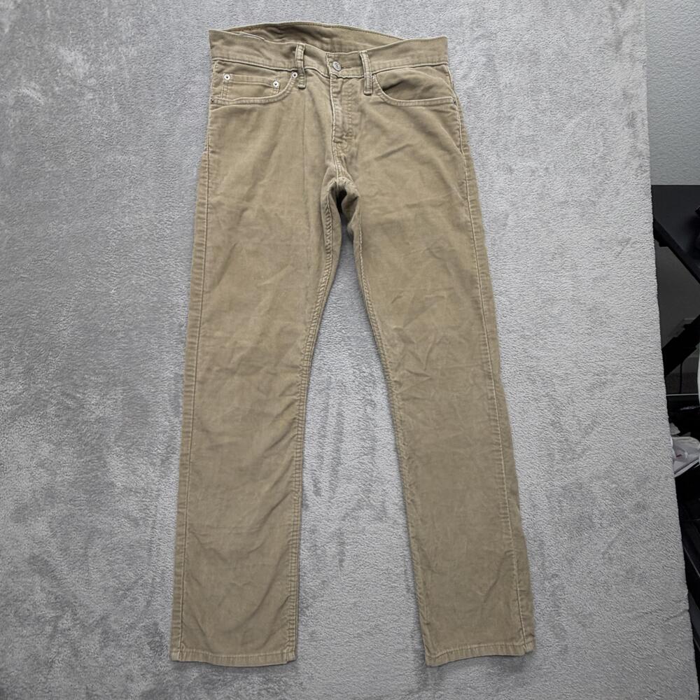 Levi's 514 Pants Mens Measured 32x32 Beige Corduroy Chino Straight Flat Front